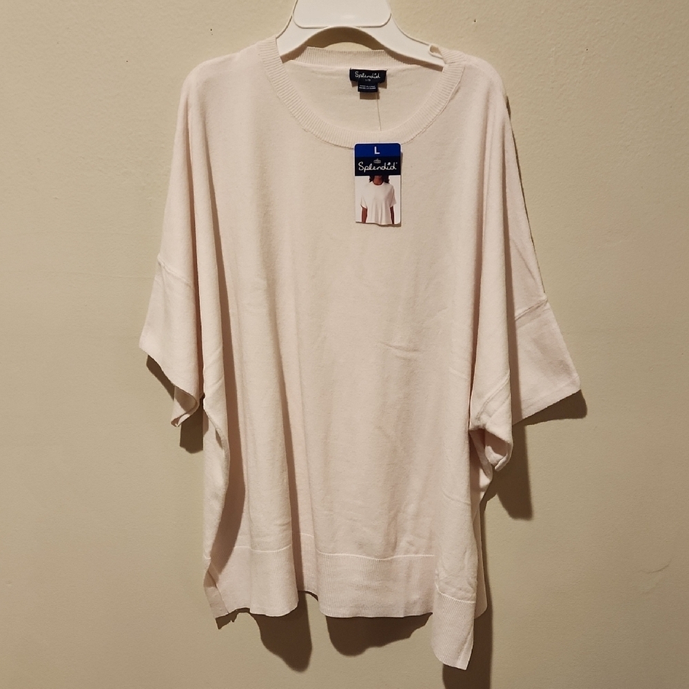 Splendid Cream Oversized Short-Sleeve Knit Top